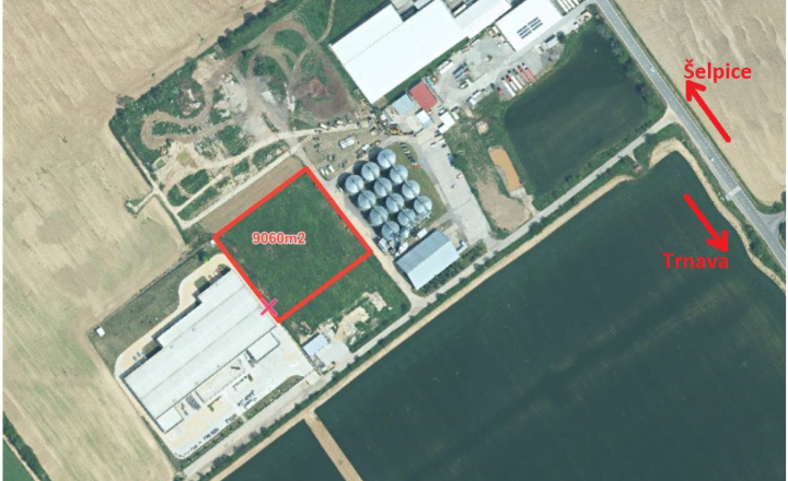 Priemyselný pozemok 9 060 m² so stavebným povolením, Šelpice