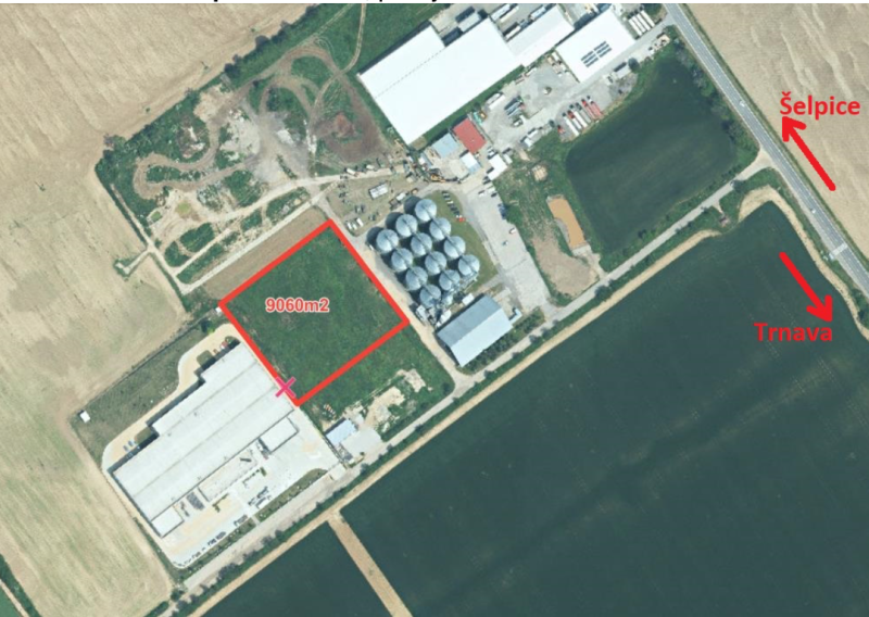 Priemyselný pozemok 9 060 m² so stavebným povolením, Šelpice